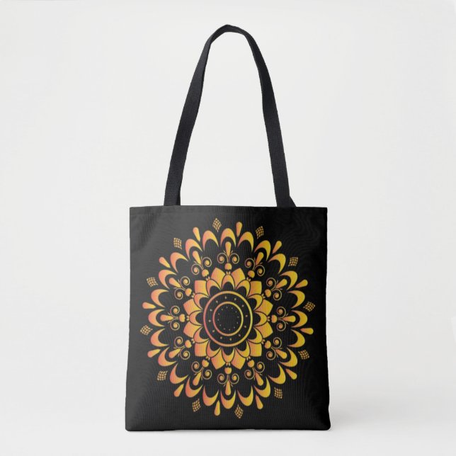 Tote Bag Golden Unique Mandala Design-95747 (Devant)