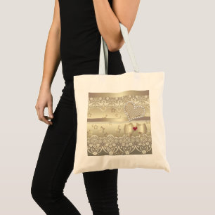 Tote Bag Golden Valentines Day Mariage illustration coeur l