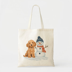 Tote Bag Goldendoodle d'hiver Chien Bonhomme de neige migno