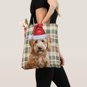 Tote Bag Goldendoodle Noël Chien Plaid Saisonnière