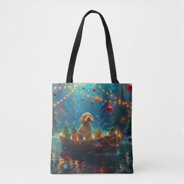 Tote Bag Goldendoodle Noël Festive Voyage (Devant)