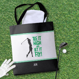 Tote Bag Golf drôle Humour Golfeur mignon Moderne Noir Blan