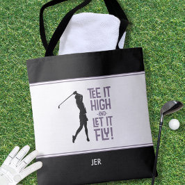Tote Bag Golf mignon Humour golfique Drôle Noir Blanc Viole