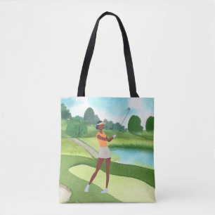 Tote Bag Golfeuse golfeuse sur gazon vert ciel bleu