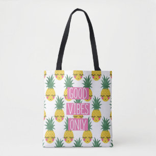 Tote Bag Good Vibes Pineapples Motif d'été