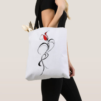 Tote Bag Gothic Red Rose Lady Surreal Tribal Tattoo Art