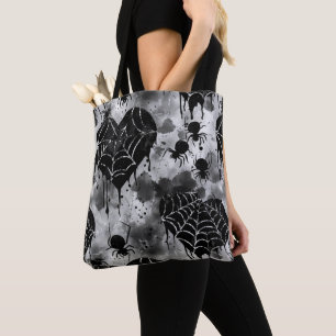 Tote Bag Gothique Amour Éffrayant Spider Web avec Coeurs
