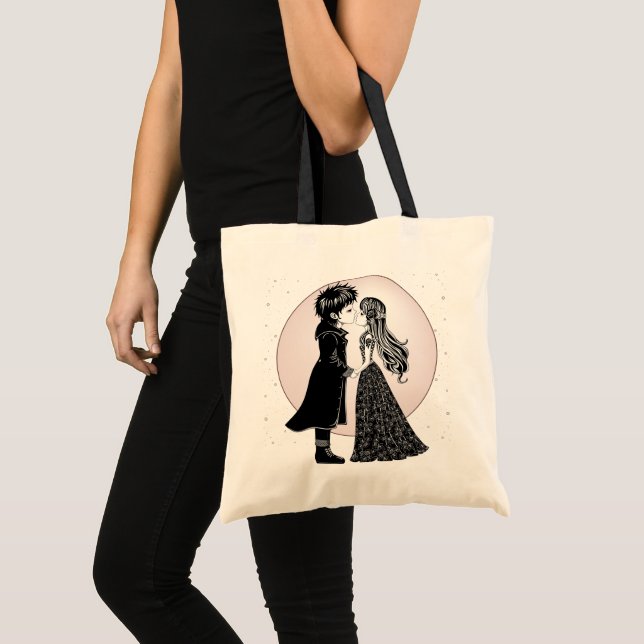Tote Bag Gothique Emo Enfants Kiss Valentine's Day (Devant (produit))