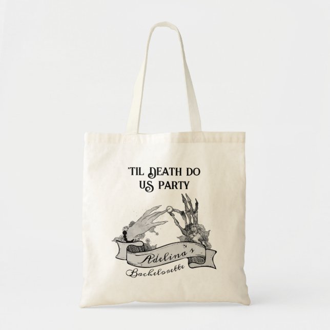Tote Bag Gothique Mariée ou Mort Til Death Bachelorette Wee (Devant)