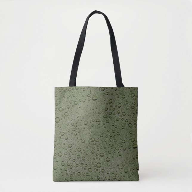 Tote Bag gouttelettes d'eau verte d'olive (Devant)