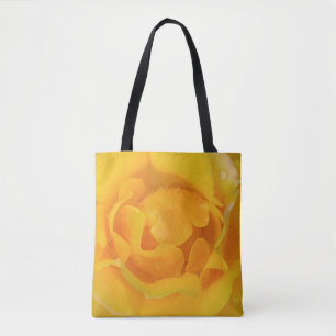 Tote Bag Gouttes d'eau de rose jaune romantique