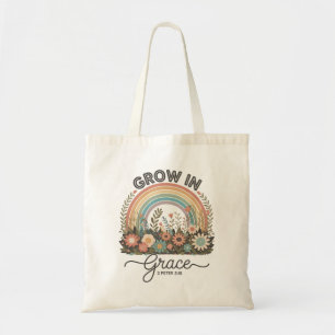 Tote Bag Grace Bible chrétienne Verse Retro Arc-en-ciel