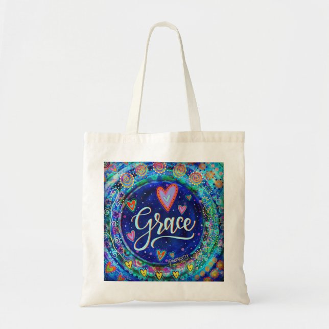 Tote Bag Grace Whimsical Blue Inspirivity (Devant)