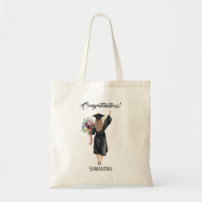 Tote Bag Graduation personnalisée de l'aquarelle (8) (Devant)