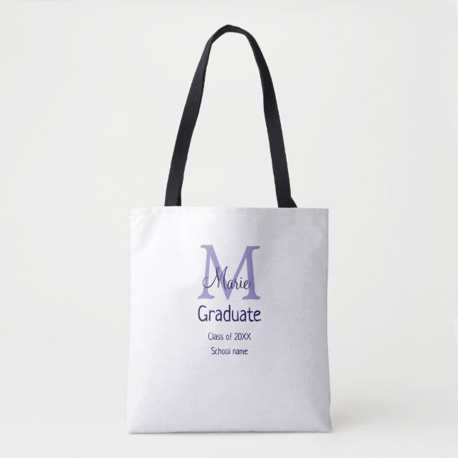 Tote Bag Gradué ajouter nom monogramme violet simple m mini (Devant)