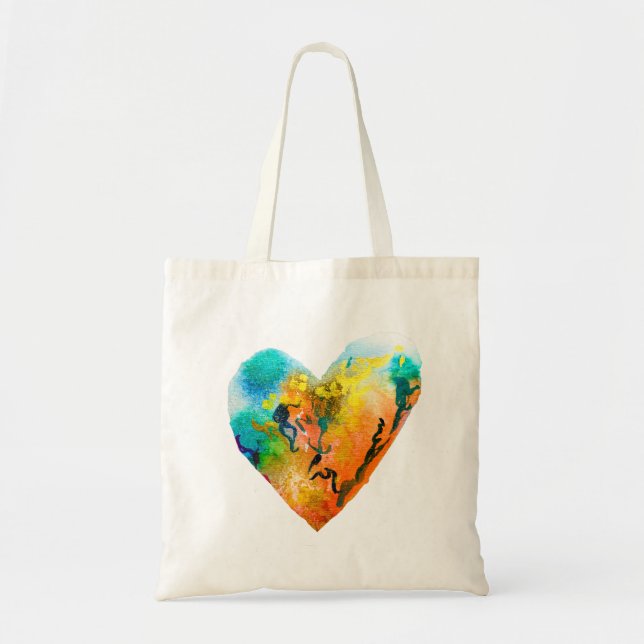 Tote Bag Graffiti coeur aquarelle art (Devant)