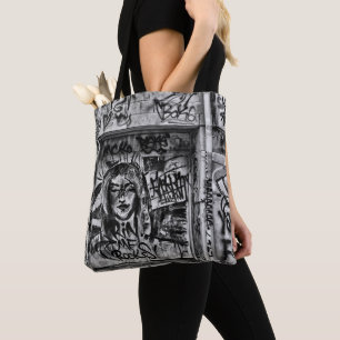 Tote Bag Graffiti Urban Street Grunge noir et blanc