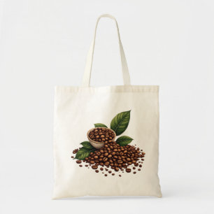 Tote Bag Grains de café et feuilles