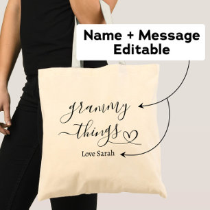 Tote Bag Grammy Things Cadeau personnalisé de petits-enfant