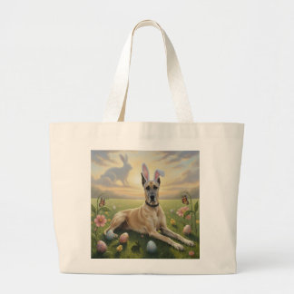 Tote Bag Grand Danois portant des oreilles de lapin Pâques 