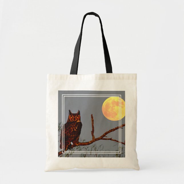 Tote Bag Grand-duc d'Amérique | Pleine Lune (Devant)