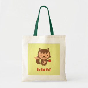 Tote Bag Grand méchant loup mignon avec pomme pour enfants