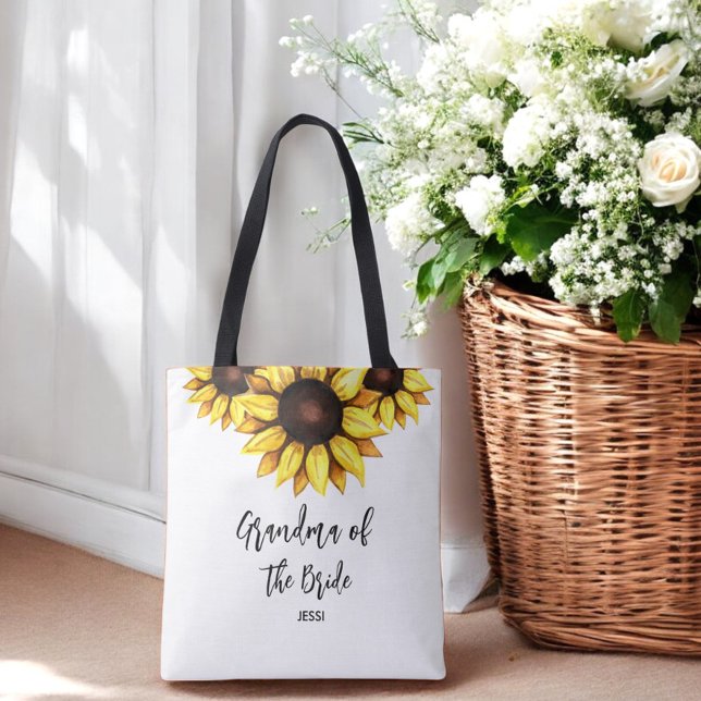 Tote Bag Grand-mère Tournesol de la mariée Mariage (Créateur téléchargé)
