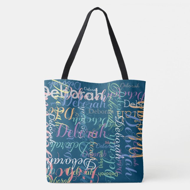Tote Bag grand nom bleu marine (Dos)