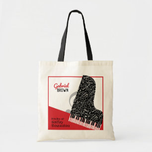 Tote Bag Grand Piano Personnalisé Enseignant Rouge