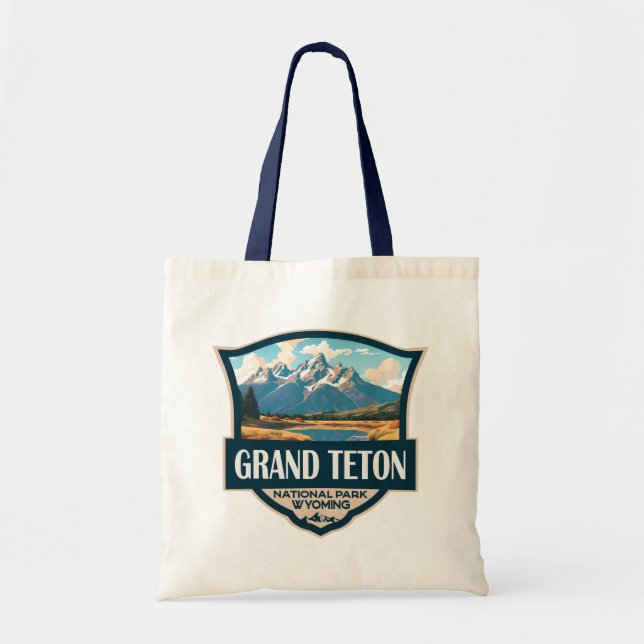 Tote Bag Grand Teton National Park Illustration Retro (Devant)