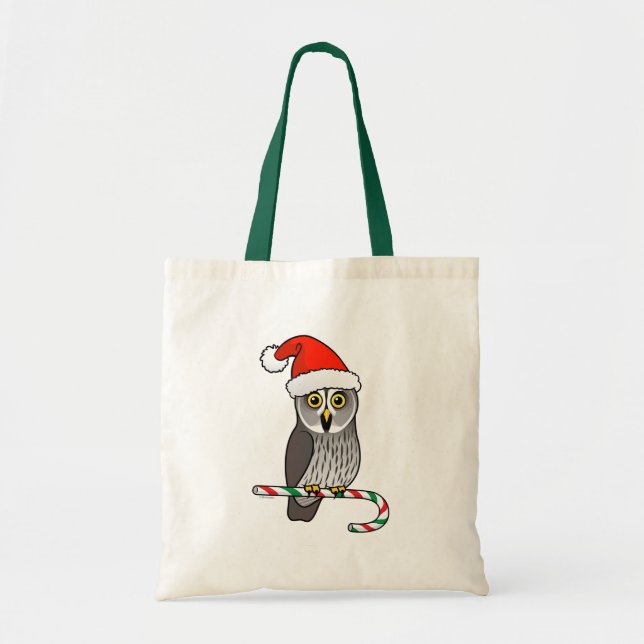 Tote Bag Grande chouette grise Père Noël (Devant)