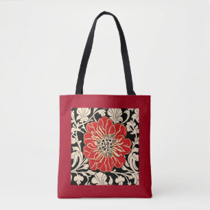Tote Bag Grande Fleur Rouge Art Nouveau