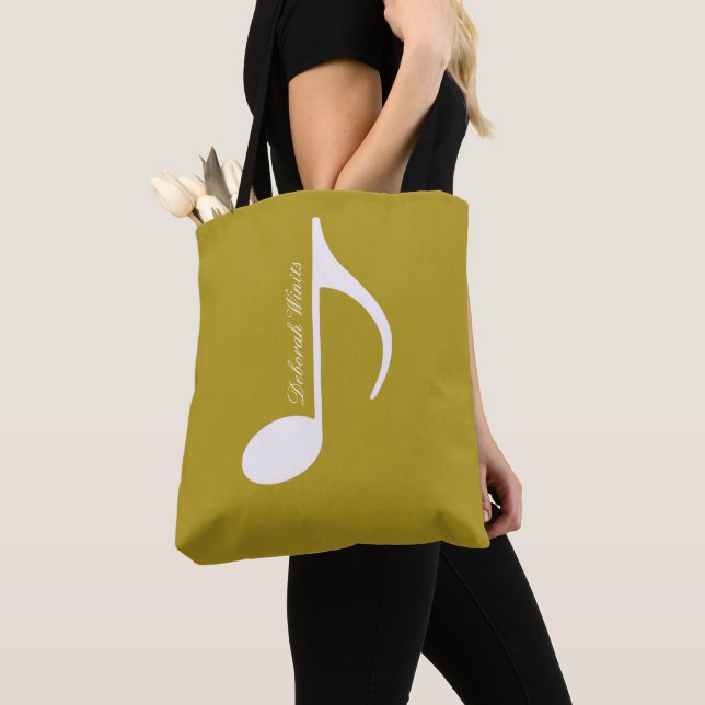 Tote Bag Grande note musicale personnalisée sur la moutarde (De près)