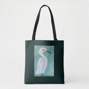 Tote Bag Grande peinture blanche de héron - beaux-arts de