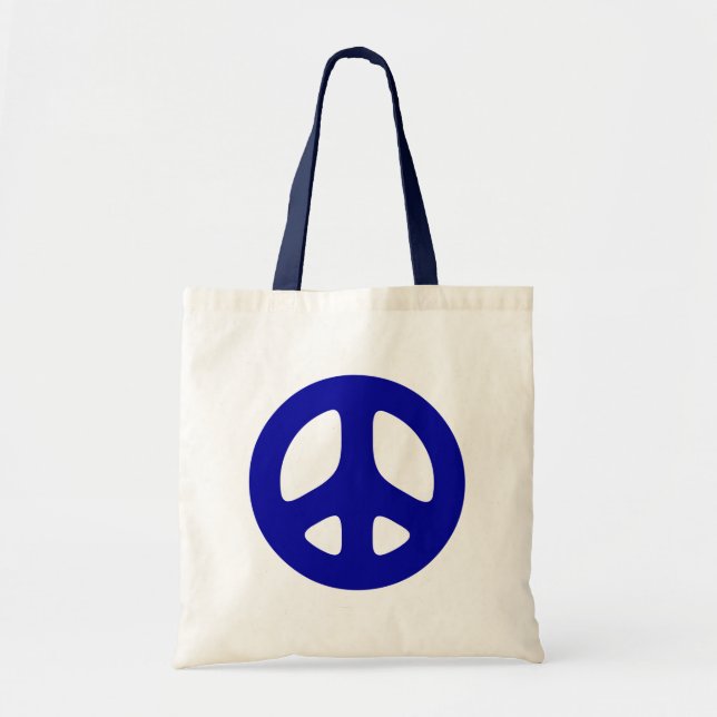 Tote Bag Grande plage bleue Fourre-tout de signe de paix (Devant)