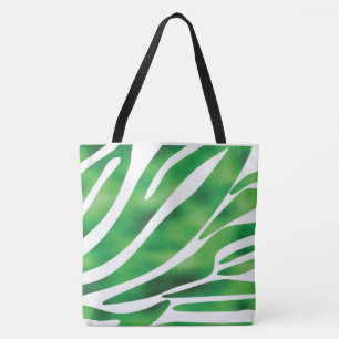 Tote Bag Grandes Abstraites vertes et blanches