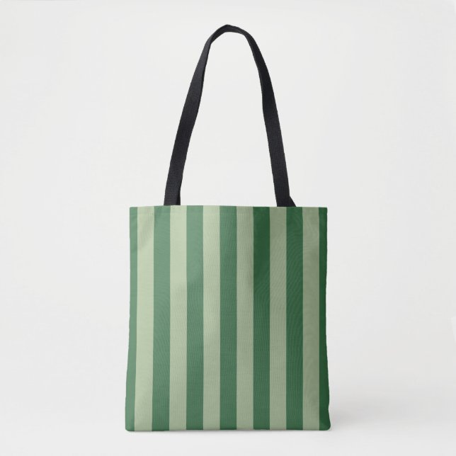 Tote Bag Grandes verticales Forêt Vert rayé (Devant)