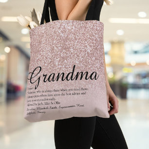Tote Bag Grandma Definition Script Rose Gold Parties scinti