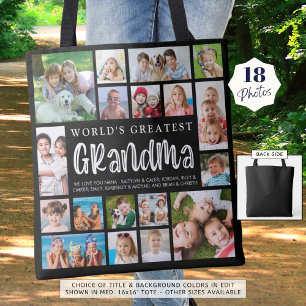 Tote Bag Grandma moderne 18 Photo Collage Couleur personnal