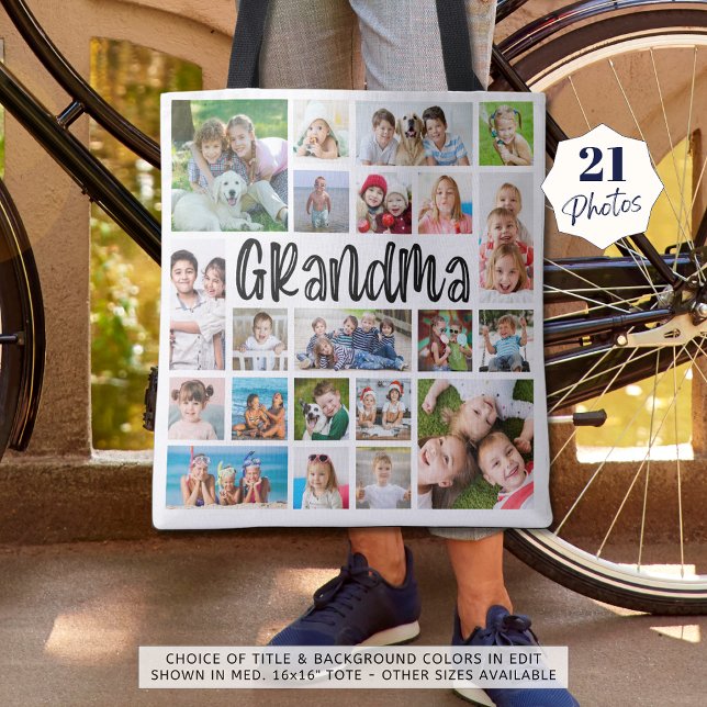 Tote Bag Grandma moderne 21 Photo Collage Couleur personnal (Créateur téléchargé)