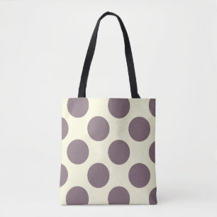 Tote Bag Grands cercles pois motif violet et crème