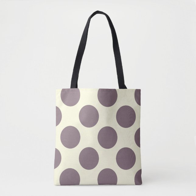Tote Bag Grands cercles pois motif violet et crème (Devant)