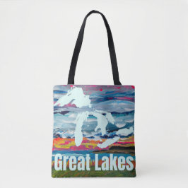 Tote Bag Grands Lacs Art Vestimentaire Lever de soleil sur