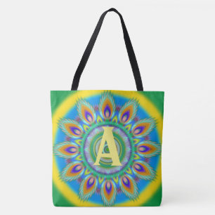Tote Bag Grands verts psychédéliques initiaux faits sur