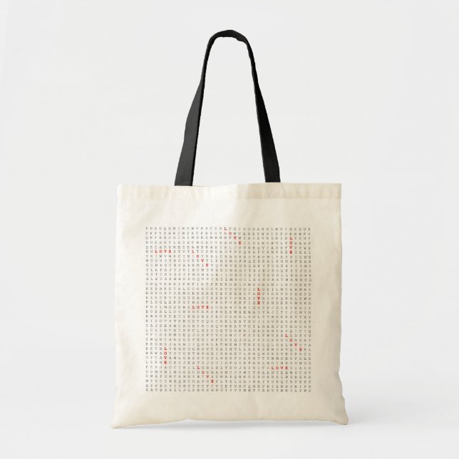 Tote Bag Graphique d'AMOUR de puzzle de recherche de mot (Devant)