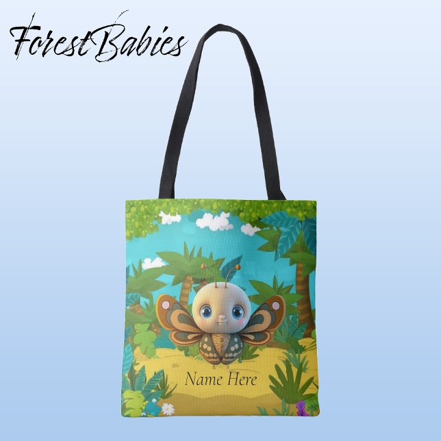 Tote Bag Graphique de dessin de l'insecte papillon Whimsica (Butterfly, Customizable ForestBabies Tote Bag - Front)