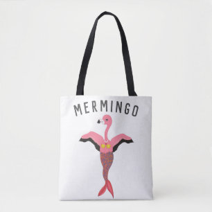 Tote Bag Graphique drôle de Mermingo : Hybride de Flamant