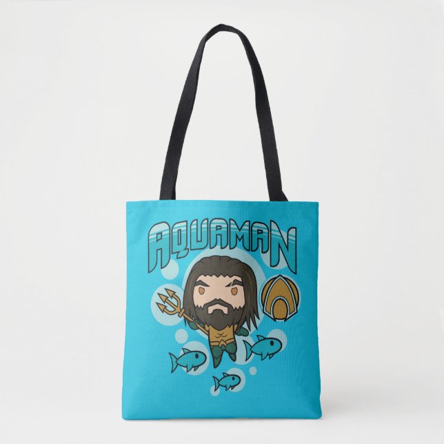 Tote Bag Graphique sous-marin d'Aquaman | Chibi Aquaman (Devant)