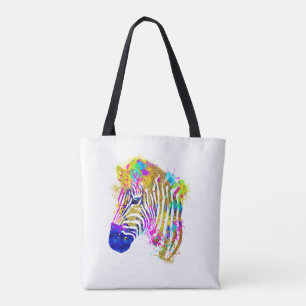 Tote Bag Graphique Zèbre Éclaboussure Aquarelle Arc-en-ciel