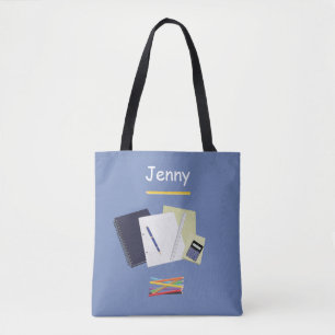 Tote Bag Graphiques de papeterie et d'horloge